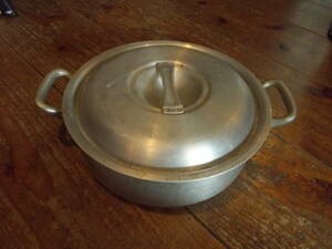 №1 アルミ製 寸胴鍋 両手鍋 給食/食堂・厨房器具 直径約25.7cm 深さ約8cm　中古