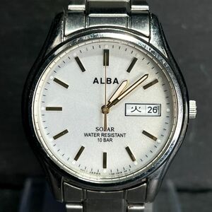 SEIKO セイコー ALBA アルバ AEFD568 メンズ 腕時計 アナログ ソーラー デイデイト アイボリー文字盤 シルバー ステンレス メタルベルト