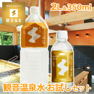 お試しセット 送料込み 1000円ポッキリ 観音温泉水 ペットボトル 2L & 350ml 各1本 ミネラルウォーター 2リットル 飲む温泉水 シリカ水