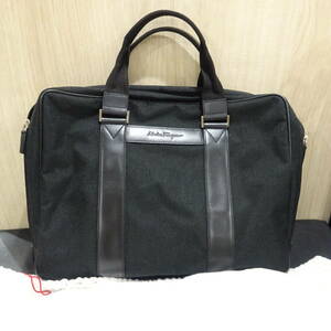 1円～ 美品 Salvatore Ferragamo フェラガモ ビジネスバッグ ブリーフケース ショルダー付き 黒 ブラック 