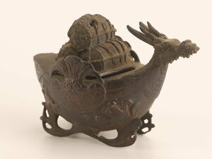【琴》送料無料 中国美術 銅製 香炉 WK314