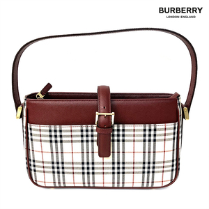 【先着50名限定クーポン配布中!!】 バーバリー BURBERRY ショルダーバッグ チェック柄 PVC ベージュ×レッド