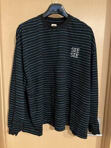 SEE SEE SUPER BIG FLAT LONG-SLEEVE BOADER S.F.C STRIPES FOR CREATIVE ロンT Tシャツ ボーダー fresh service is-ness so nakameguro 紺