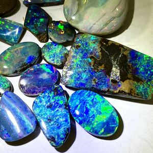 ☆天然ボルダーオパールおまとめ 50ct☆M 約10g ルース 裸石 宝石 ジュエリー 遊色 虹 boulder opal jewelry 母岩