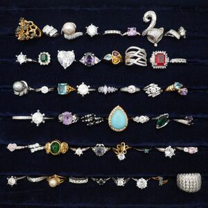 (ER0402) 1円 リング 指輪 豪華50個 大量セット アメジスト エメラルド 真珠 カラーストーン ゴールド シルバー 等 まとめて