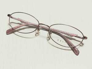新品　CELINE　セリーヌ　日本製　ブランド　メガネ　眼鏡　高級感　オシャレ　上品　フルリム　ピンク　チタン　軽い