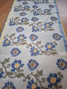 刺繍.織物ショール ストール インドテキスタイル インテリアファブリック カディコットン 木綿100% 白 花柄