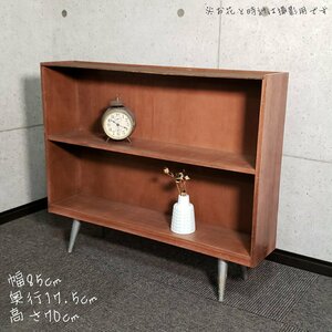 ブックシェルフ W:85cm H:70cm 古家具 アンティーク家具 ウッド 書斎 ディスプレイシェルフ 飾り棚 収納 レトロ 古道具 什器◇200t3102◇