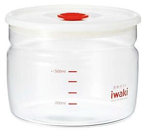 iwaki(イワキ) 耐熱ガラス 密閉容器 キャニスター 径12.4×高さ9.5cm 550ml KT7001MP-R フタをしたまま電子レンジ