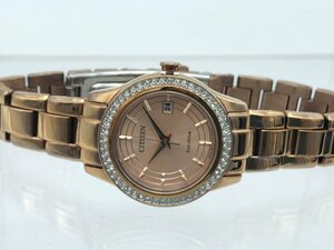 1万円スタート 盤色ローズゴールド スワロフスキークリスタル付き 女性用 シチズン 腕時計 海外版 FE1123-51Q