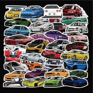 【ステッカー】全50枚・スポーツカー レーシングカー GTR 86 レビン トレノ フェアレディー Z RX7 (送料無料！)
