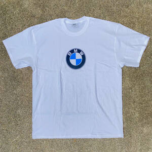 デッドストック USA製 BMW ロゴ プリント 半袖Tシャツ白XLサイズ オフィシャル アメリカ製 企業ヴィンテージ新品オリジナル/ビーエム未使用