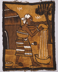 アフリカ　マリ　ボゴランフィニ　絵布　Mサイズ　No.19　泥染め布　コットン　織布　飾り布　タペストリー