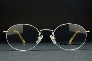 デッドストック CLUB WORKS 25-224 W 50-19 オーバル ナイロール メガネ サングラス フレーム 彫金模様 日本製 ヴィンテージ 恵那眼鏡