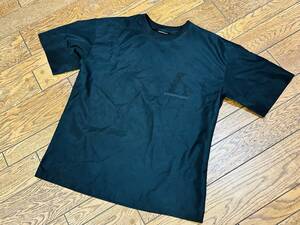 A2906 エンポリオアルマーニ ARMANI◆半袖 Tシャツ メンズM ブラック サテン生地 パンチング ゆったり目