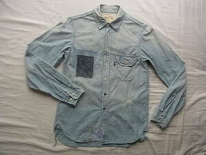 chimala チマラ 　ブリーチ　ダメージ リペア加工　ダンガリー素材　ワークシャツ　サイズ S 　日本製