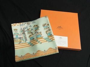 1円 ■極美品■ HERMES エルメス ASTRES et SOLEILS【天体と太陽】カレ90 シルク100% 大判 スカーフ ストール ライトグリーン系 AY1068