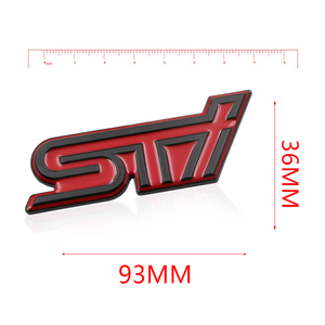 【送料込】STI 3Dエンブレム　レッド×ブラック　金属製　スバル　SUBARU
