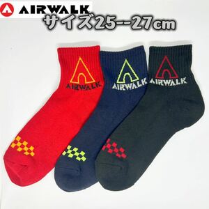 AIRWALK エアウォーク　メンズ ソックス　靴下　3足セット　25-27cm