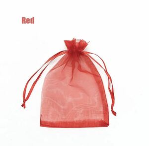 オーガンザ　巾着　包装　ギフト　プレゼント　結婚式　13x18cm 100pcs　 red