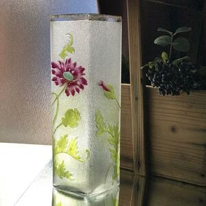 激レア☆美しいオールドバカラBACCARAT大型花瓶30cmケシの花＊クリスタル/フランスアンティーク/フラワーベース