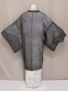 夏羽織 K0616-03M 送料無料 ダークグレー系色のオーガンジー 長羽織 うすい羽織 和装 レース 羽織