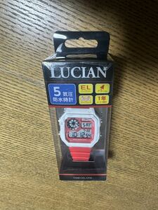 LUCIAN ルシアン LU-28W-16デジタル時計 ホワイト　蛍光レッド