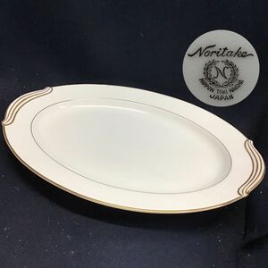 Noritake オーバルプレート ホワイト 楕円 白磁 アンティーク プレート 則武　ノリタケ　大皿　金彩　ゴールド　洋食器