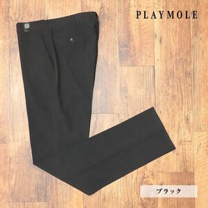 1円/PLAYMOLE/88cm/スラックス パンツ 吸汗速乾 2WAYストレッチ 無地 穿きやすい ゴルフ 洗濯OK 機能性 新品/黒/ブラック/id384/