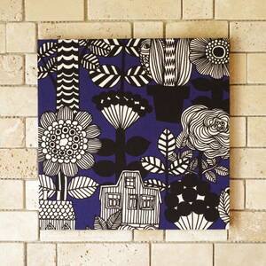 ファブリックパネル 北欧 marimekko Lintukotonen 30×30cm マリメッコ アートパネル 限定 廃盤生地 インテリア 壁掛け ブルー