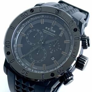 EDOX クロノオフショア1 腕時計 10周年記念 200本限定モデル クロノグラフ クオーツ ラバー ブラックダイヤ セラミックベゼル 黒文字盤 
