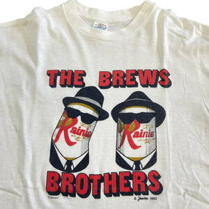 80s USA製 RAINIER BEER BREWS BROTHERS Tシャツ XL ブルースブラザーズ パロディ ビール 企業 プロモT ロゴ 映画 ムービー ヴィンテージ