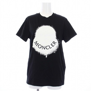 モンクレール MONCLER 22SS SS T-SHIRT Tシャツ カットソー 半袖 ロゴプリント S 黒 ブラック /KH レディース