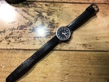 BK015 良品 MONDAINE モンディーン SWISS MADE ECO QUARTZ RAILWAY WATCH ブラック文字盤 純正革ベルト クオーツ レディース 腕時計