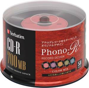 Verbatim バーベイタム データ用 CD-R レコードデザイン 700MB 50枚 カラーMIX Phono-R (フォノア