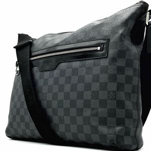 1円【高級】LOUIS VUITTON ルイヴィトン ショルダーバッグ トート ダミエ ミック GM シルバー金具 PVCレザー ブラック グレー メンズ 