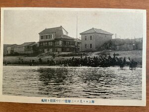 FF-6130 ■送料込■ 新潟県 越後 直江津 つたや旅館 綱曳 地曳網 海 海岸 人混み 建築物 建物 戦前 風景 景色 絵葉書 写真 古写真/くNAら