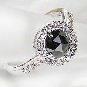 K18WG 天然ブラックダイヤモンド0.75ct&ダイヤモンド0.25ct リング AAAクラス　black-ring-001