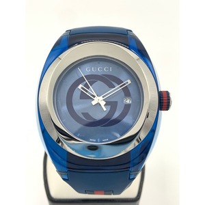 〇〇 GUCCI グッチ シンク クォーツ 腕時計 137.1/YA137104A ブルー やや傷や汚れあり