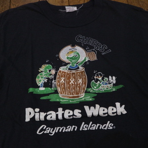 80s Pirates Week Cayman Islands Tシャツ XL ブラック ケイマン諸島 パイレーツ 海賊 カメ イラスト スーベニア イベント ヴィンテージ