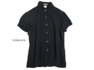 ヴィンテージ ジャンニヴェルサーチ GIANNI VERSACE シルク100％ メデューサボタン ブラウス 42 イタリア製