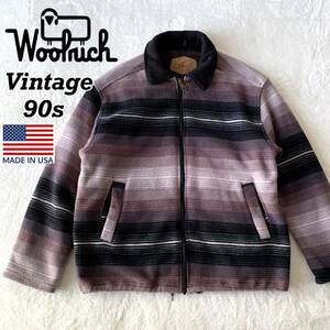 【希少】90s USA製 Woolrich ウールリッチ フリース キルティングライナー ネイティブ柄 ヴィンテージ