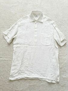 DANOLIS sizeS イタリア製プルオーバー半袖シャツ ホワイト 白 メンズ 麻シャツ リネン ヘンプ ダノリス