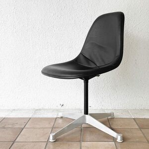 ◇ ハーマンミラー Herman Miller サイドシェルチェア モダンファニチャーセールス FRP製 合皮 ブラック コントラクトベース C&R イームズ