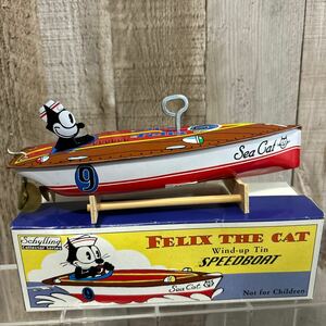 90s ゼンマイ式　ブリキボート　Schylling FELIX THE CAT Speedboat フィリックスキャット スピードボート　フィリックス　ヴィンテージ