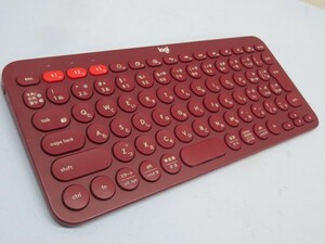 ★Logitech K380 ワイヤレスキーボード レッド系 ロジテック PC用品 電池付き 動作品 93984★！！