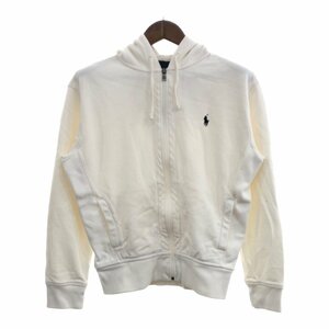 90年代 Polo by Ralph Lauren ポロ ラルフローレン フルジップ パーカー ワンポイントロゴ ホワイト (レディース M) 中古 古着 P8292