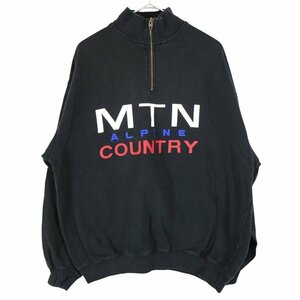 90年代 GAP ギャップ MTN ALPINE COUNTRY ハーフジップ スウェット 刺繍 ハイネック ブラック (メンズ S) 中古 古着 O2979