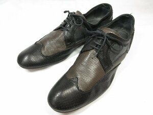 美品 【BOTTEGA VENETA ボッテガ ヴェネタ】 ウィングチップ 外羽根 ドレスシューズ 靴 (メンズ) size42 黒×茶×灰 ●18MZA4281●