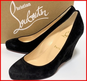 即決 Christian Louboutin クリスチャンルブタン 38≒24cm パンプス スエード 黒 ブラック 箱付 レディース mcu